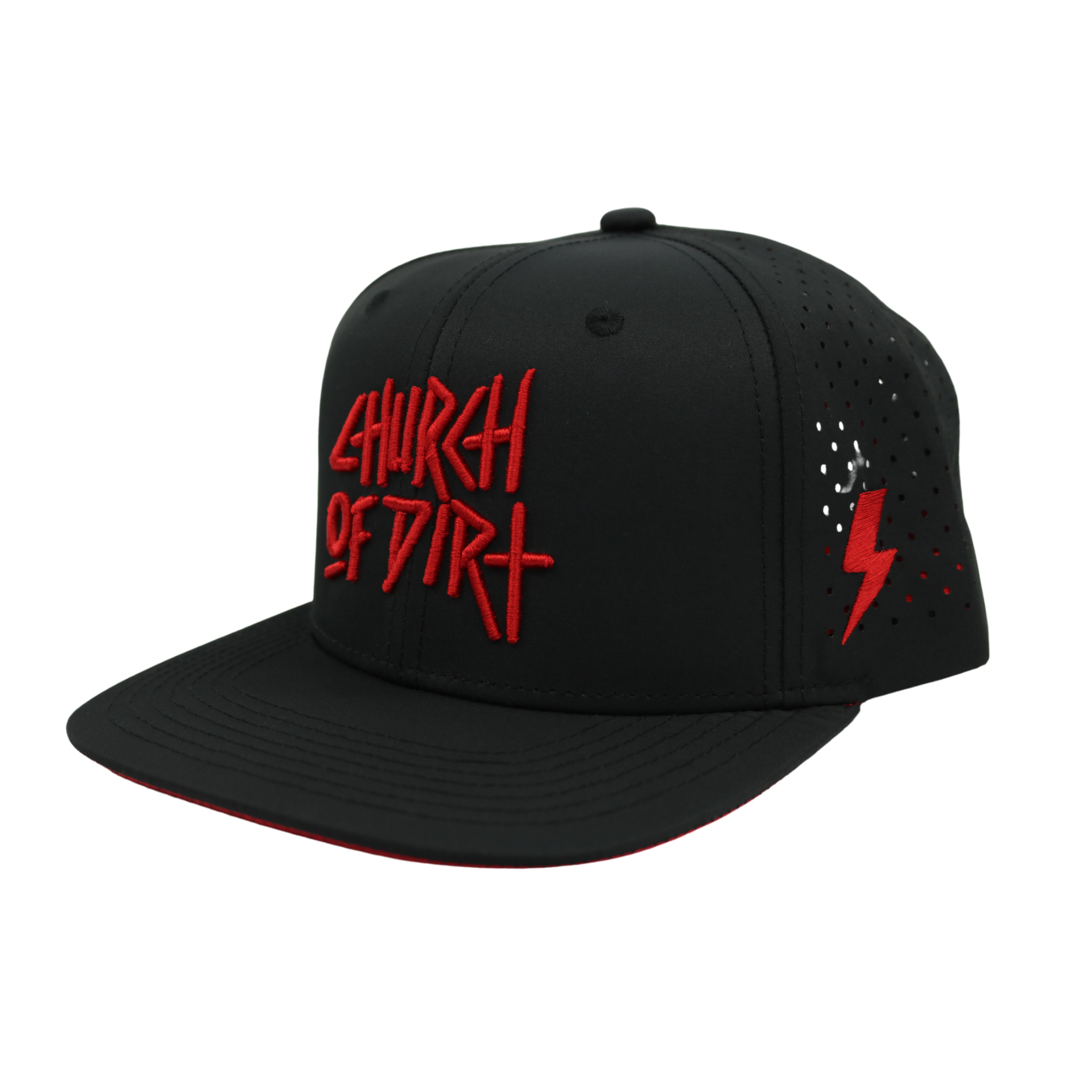 Black & Red Perforated Dirt Surfer Snapback