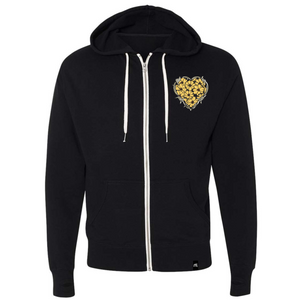 Adult Linked Heart Black Lightweight Zip Up Hoodie