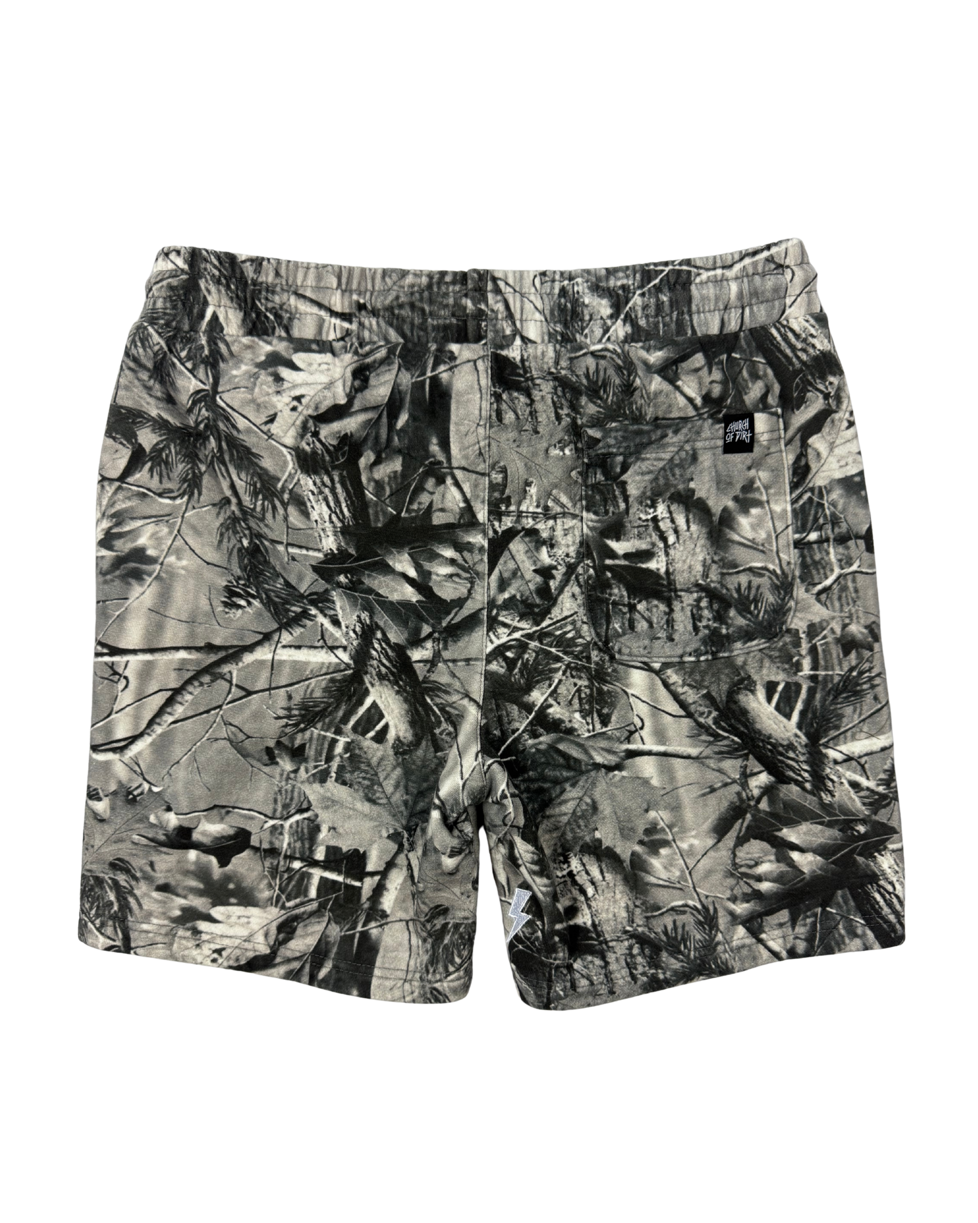 Embroidered Gray Tree Camo Shorts