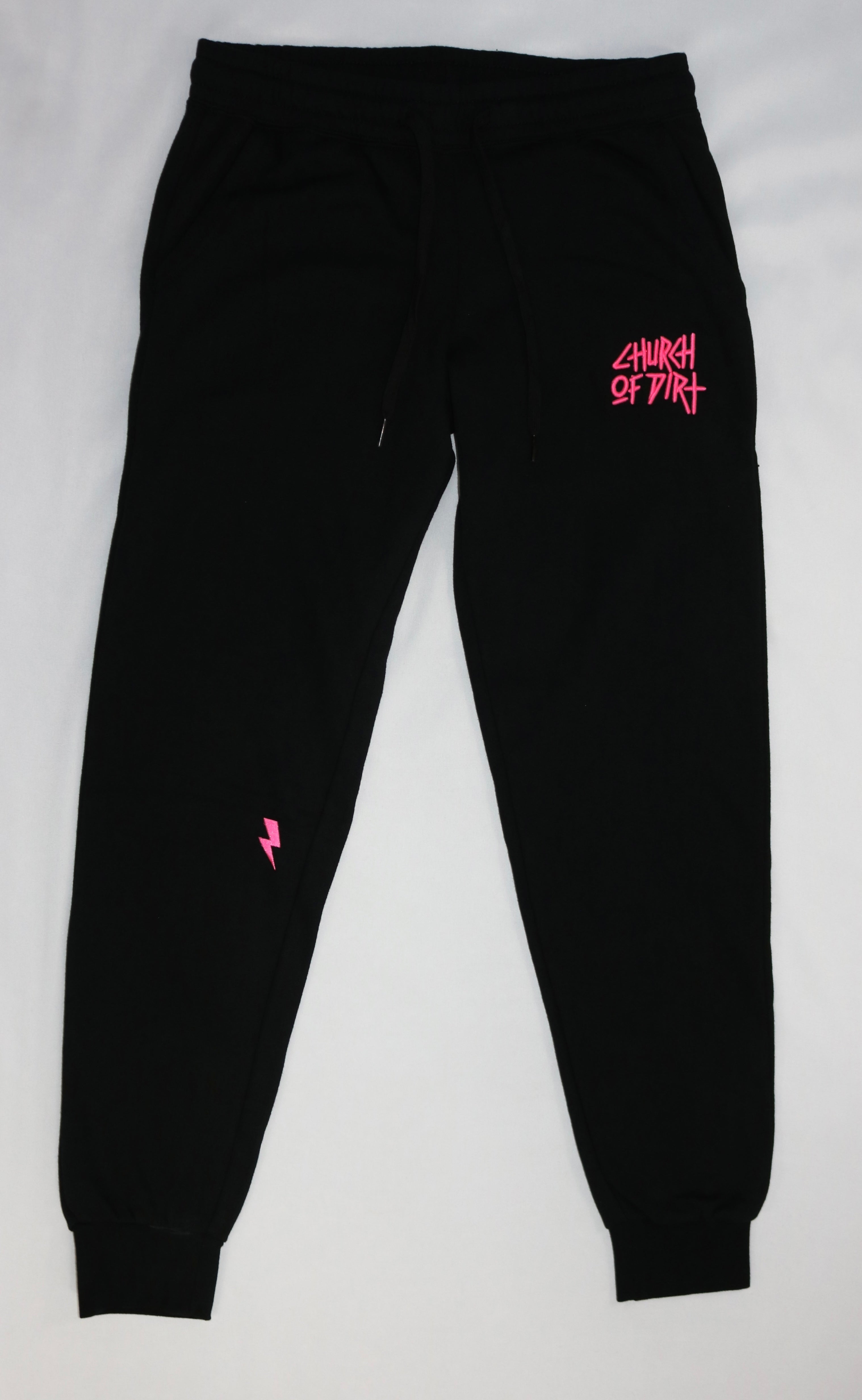 Women’s Black & Pink Embroidered Dirt Surfer Joggers
