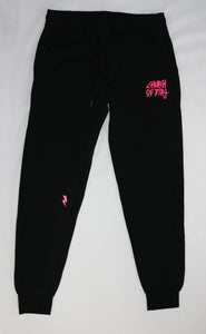 Women’s Black & Pink Embroidered Dirt Surfer Joggers