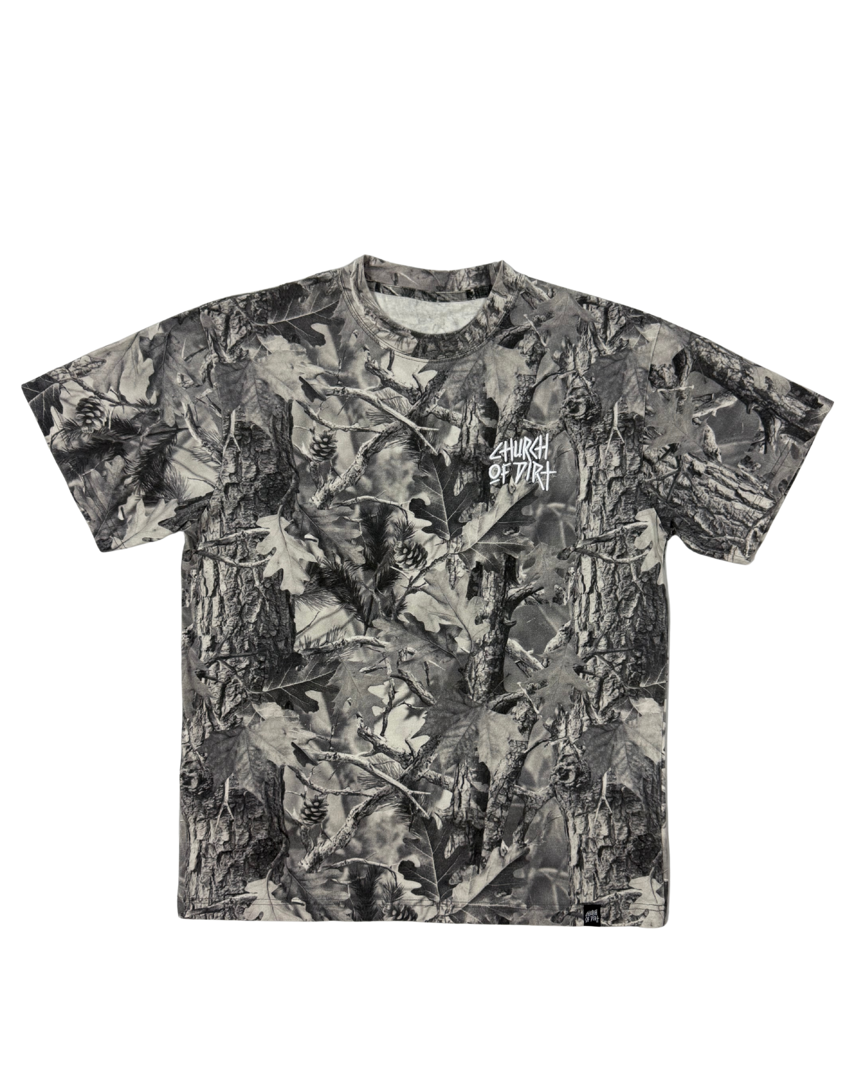 Embroidered Gray Vintage Tree Camo T-Shirt