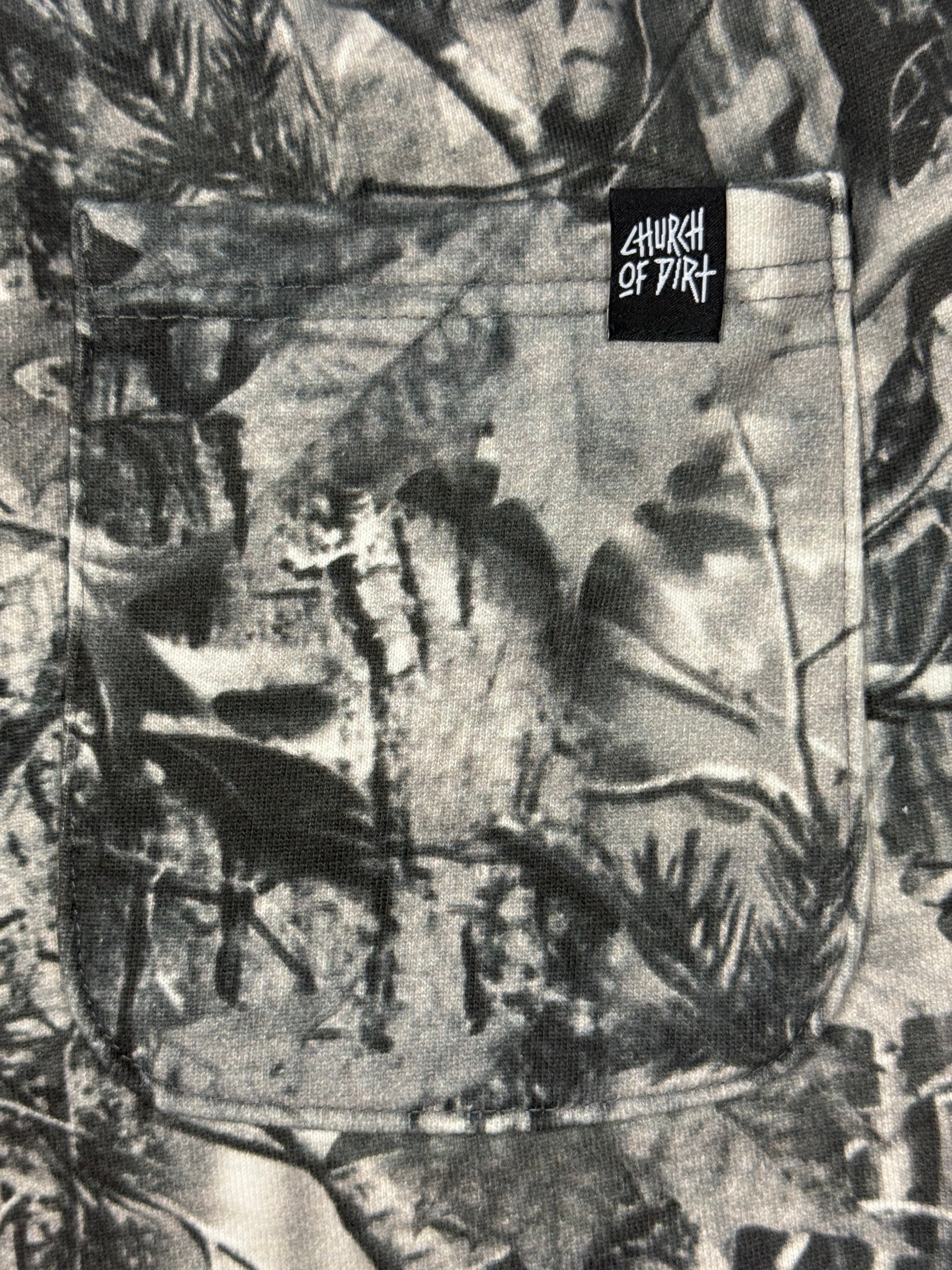 Embroidered Gray Tree Camo Shorts