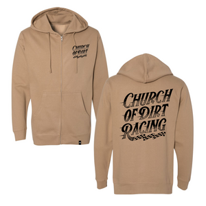 Adult Racing Sandstone Zip Up Hoodie