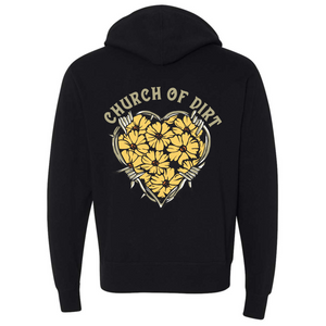 Adult Linked Heart Black Lightweight Zip Up Hoodie