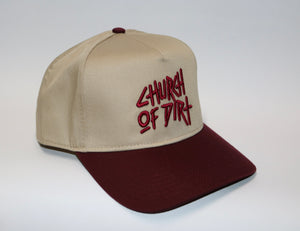 Maroon & Tan Curved Bill Dirt Surfer Snapback