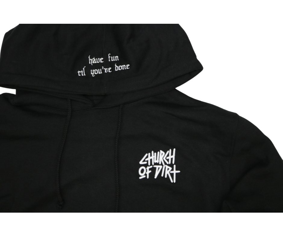 Adult Black Embroidered Dirt Surfer Heavyweight Hoodie