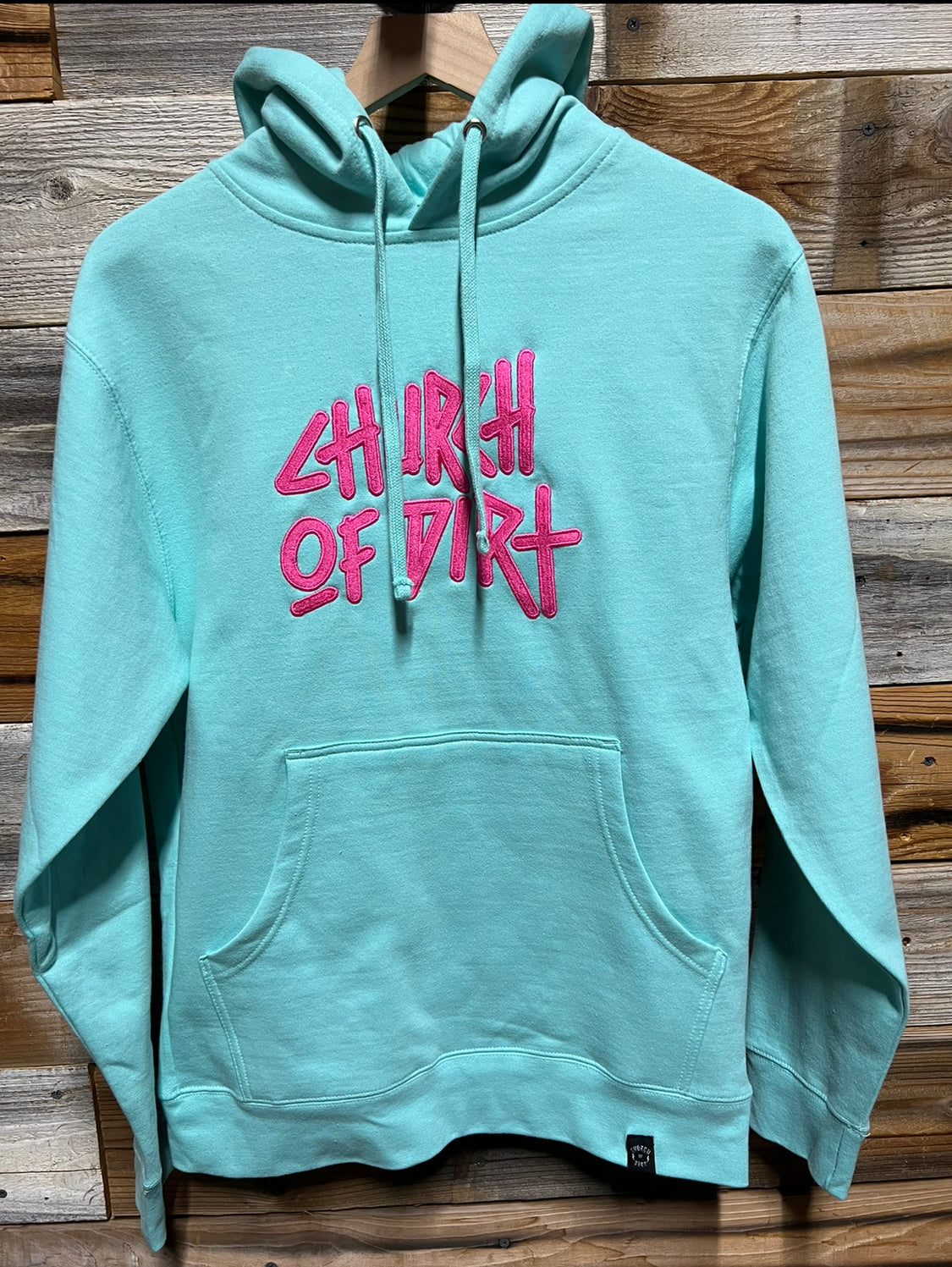 Adult Mint & Pink Embroidered Dirt Surfer Hoodie