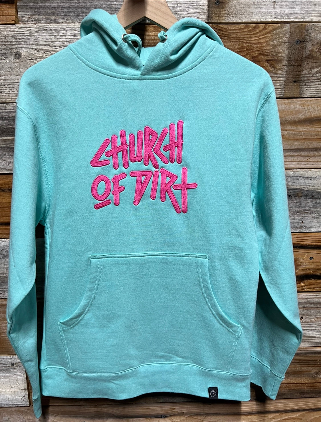 Adult Mint & Pink Embroidered Dirt Surfer Hoodie